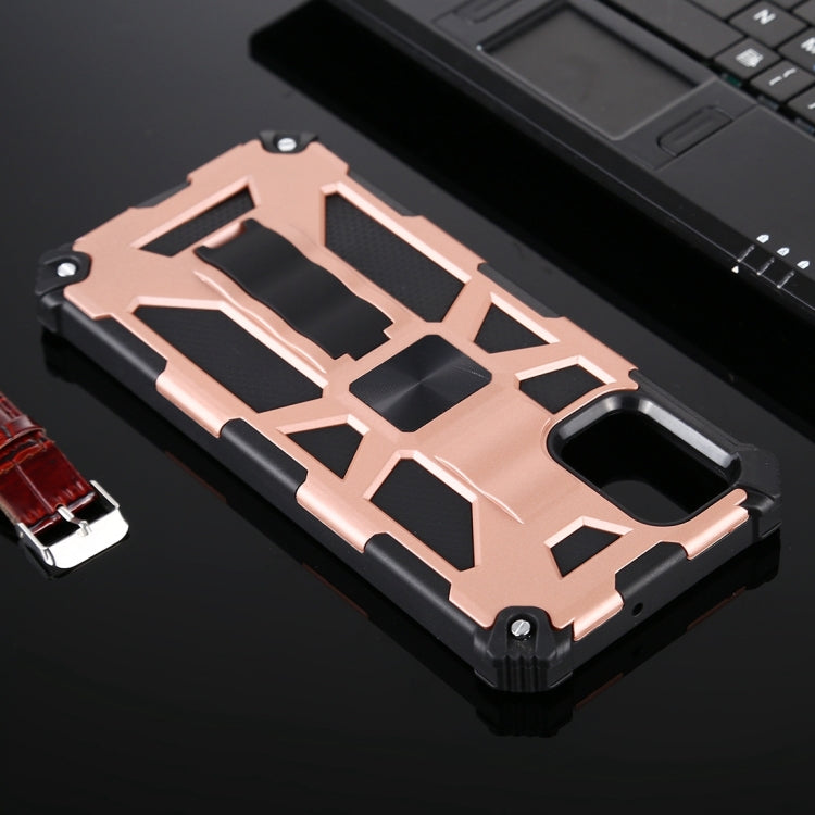 For Samsung Galaxy A71 Shockproof TPU + PC Magnetic Protective Case with Holder(Rose Gold)