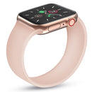 For Apple Watch Series 7 41mm / 6 & SE & 5 & 4 40mm / 3 & 2 & 1 38mm Solid Color Elastic Silicone Watch Band, Size:M 143mm(Pink)