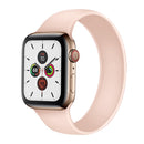 For Apple Watch Series 7 41mm / 6 & SE & 5 & 4 40mm / 3 & 2 & 1 38mm Solid Color Elastic Silicone Watch Band, Size:M 143mm(Pink)