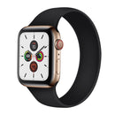 For Apple Watch Series 7 41mm / 6 & SE & 5 & 4 40mm / 3 & 2 & 1 38mm Solid Color Elastic Silicone Watch Band, Size:M 143mm(Black)