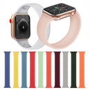 For Apple Watch Series 7 41mm / 6 & SE & 5 & 4 40mm / 3 & 2 & 1 38mm Solid Color Elastic Silicone Watch Band, Size:M 143mm(Black)