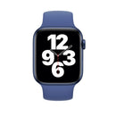 For Apple Watch Series 7 45mm / 6 & SE & 5 & 4 44mm / 3 & 2 & 1 42mm Solid Color Elastic Silicone Watch Band, Size:M 143mm (Aqua Blue)