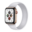 For Apple Watch Series 7 45mm / 6 & SE & 5 & 4 44mm / 3 & 2 & 1 42mm Solid Color Elastic Silicone Watch Band, Size:M 143mm(White)