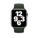 For Apple Watch Series 7 45mm / 6 & SE & 5 & 4 44mm / 3 & 2 & 1 42mm Solid Color Elastic Silicone Watch Band, Size:M 143mm (Dark Green)