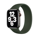 For Apple Watch Series 7 45mm / 6 & SE & 5 & 4 44mm / 3 & 2 & 1 42mm Solid Color Elastic Silicone Watch Band, Size:M 143mm (Dark Green)