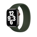 For Apple Watch Series 7 45mm / 6 & SE & 5 & 4 44mm / 3 & 2 & 1 42mm Solid Color Elastic Silicone Watch Band, Size:M 143mm (Dark Green)