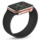 For Apple Watch Series 7 45mm / 6 & SE & 5 & 4 44mm / 3 & 2 & 1 42mm Solid Color Elastic Silicone Watch Band, Size:M 143mm(Black)