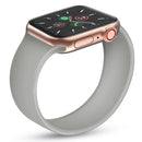 For Apple Watch Series 7 45mm / 6 & SE & 5 & 4 44mm / 3 & 2 & 1 42mm Solid Color Elastic Silicone Watch Band, Size:M 143mm(Grey)