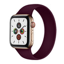 For Apple Watch Series 7 45mm / 6 & SE & 5 & 4 44mm / 3 & 2 & 1 42mm Solid Color Elastic Silicone Watch Band, Size:M 143mm(Purple)