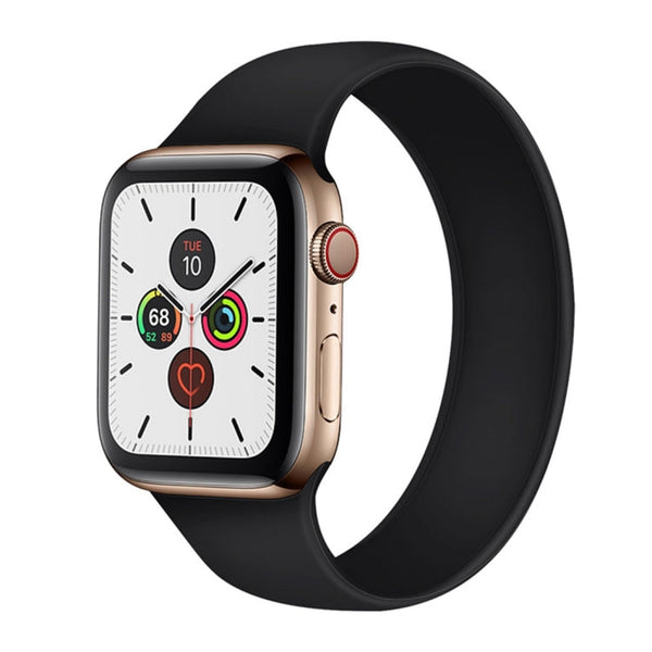 For Apple Watch Series 7 45mm / 6 & SE & 5 & 4 44mm / 3 & 2 & 1 42mm Solid Color Elastic Silicone Watch Band, Size:L 156mm(Black)
