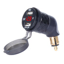 German EU Plug Special Motorcycle Elbow Charger Dual USB Voltmeter 4.2A Charger, Shell Color:Black(Red Light)