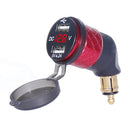 German EU Plug Special Motorcycle Elbow Charger Dual USB Voltmeter 4.2A Charger, Shell Color:Red(Red Light)