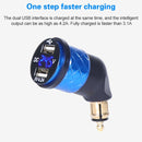 German EU Plug Special Motorcycle Elbow Charger Dual USB Voltmeter 4.2A Charger, Shell Color:Red(Red Light)