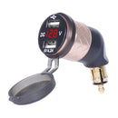 German EU Plug Special Motorcycle Elbow Charger Dual USB Voltmeter 4.2A Charger, Shell Color:Gold(Red Light)