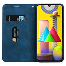 For Samsung Galaxy M31 Frosted Business Magnetic Horizontal Flip PU Leather Case with Holder & Card Slot & Lanyard(Blue)