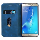For Samsung Galaxy J5 (2016) / J510 Frosted Business Magnetic Horizontal Flip PU Leather Case with Holder & Card Slot & Lanyard(Blue)