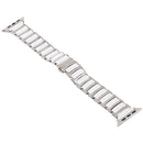 For Apple Watch Series 7 45mm / 6 & SE & 5 & 4 44mm / 3 & 2 & 1 42mm Ceramic Steel Watch Band(White)