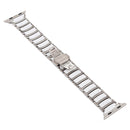 For Apple Watch Series 7 45mm / 6 & SE & 5 & 4 44mm / 3 & 2 & 1 42mm Ceramic Steel Watch Band(White)