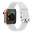 For Apple Watch Series 7 45mm / 6 & SE & 5 & 4 44mm / 3 & 2 & 1 42mm Solid Color Silicone Watch Band with Metal Buckle, Size:L(White)