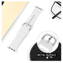 For Apple Watch Series 7 45mm / 6 & SE & 5 & 4 44mm / 3 & 2 & 1 42mm Solid Color Silicone Watch Band with Metal Buckle, Size:L(White)