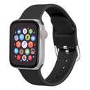 For Apple Watch Series 7 45mm / 6 & SE & 5 & 4 44mm / 3 & 2 & 1 42mm Solid Color Silicone Watch Band with Metal Buckle, Size:L(Black)