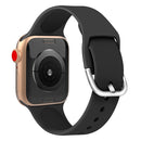 For Apple Watch Series 7 45mm / 6 & SE & 5 & 4 44mm / 3 & 2 & 1 42mm Solid Color Silicone Watch Band with Metal Buckle, Size:L(Black)