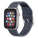 For Apple Watch Series 7 45mm / 6 & SE & 5 & 4 44mm / 3 & 2 & 1 42mm Solid Color Silicone Watch Band with Metal Buckle, Size:L(Blue Grey)