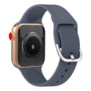 For Apple Watch Series 7 45mm / 6 & SE & 5 & 4 44mm / 3 & 2 & 1 42mm Solid Color Silicone Watch Band with Metal Buckle, Size:L(Blue Grey)