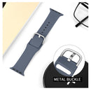 For Apple Watch Series 7 45mm / 6 & SE & 5 & 4 44mm / 3 & 2 & 1 42mm Solid Color Silicone Watch Band with Metal Buckle, Size:L(Blue Grey)
