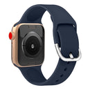 For Apple Watch Series 7 45mm / 6 & SE & 5 & 4 44mm / 3 & 2 & 1 42mm Solid Color Silicone Watch Band with Metal Buckle, Size:L(Blue)