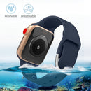 For Apple Watch Series 7 45mm / 6 & SE & 5 & 4 44mm / 3 & 2 & 1 42mm Solid Color Silicone Watch Band with Metal Buckle, Size:L(Blue)