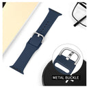 For Apple Watch Series 7 45mm / 6 & SE & 5 & 4 44mm / 3 & 2 & 1 42mm Solid Color Silicone Watch Band with Metal Buckle, Size:L(Blue)