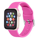 For Apple Watch Series 7 45mm / 6 & SE & 5 & 4 44mm / 3 & 2 & 1 42mm Solid Color Silicone Watch Band with Metal Buckle, Size:L(Rose Red)