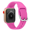 For Apple Watch Series 7 45mm / 6 & SE & 5 & 4 44mm / 3 & 2 & 1 42mm Solid Color Silicone Watch Band with Metal Buckle, Size:L(Rose Red)