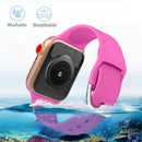 For Apple Watch Series 7 45mm / 6 & SE & 5 & 4 44mm / 3 & 2 & 1 42mm Solid Color Silicone Watch Band with Metal Buckle, Size:L(Rose Red)