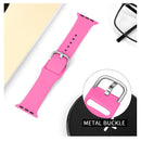 For Apple Watch Series 7 45mm / 6 & SE & 5 & 4 44mm / 3 & 2 & 1 42mm Solid Color Silicone Watch Band with Metal Buckle, Size:L(Rose Red)