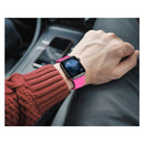 For Apple Watch Series 7 45mm / 6 & SE & 5 & 4 44mm / 3 & 2 & 1 42mm Solid Color Silicone Watch Band with Metal Buckle, Size:L(Rose Red)