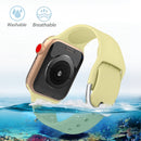 For Apple Watch Series 7 45mm / 6 & SE & 5 & 4 44mm / 3 & 2 & 1 42mm Solid Color Silicone Watch Band with Metal Buckle, Size:L(Cream Yellow)