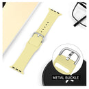 For Apple Watch Series 7 45mm / 6 & SE & 5 & 4 44mm / 3 & 2 & 1 42mm Solid Color Silicone Watch Band with Metal Buckle, Size:L(Cream Yellow)