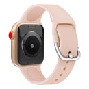 For Apple Watch Series 7 45mm / 6 & SE & 5 & 4 44mm / 3 & 2 & 1 42mm Solid Color Silicone Watch Band with Metal Buckle, Size:L(Sand Pink)