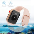 For Apple Watch Series 7 45mm / 6 & SE & 5 & 4 44mm / 3 & 2 & 1 42mm Solid Color Silicone Watch Band with Metal Buckle, Size:L(Sand Pink)