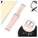 For Apple Watch Series 7 45mm / 6 & SE & 5 & 4 44mm / 3 & 2 & 1 42mm Solid Color Silicone Watch Band with Metal Buckle, Size:L(Sand Pink)