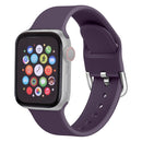 For Apple Watch Series 7 45mm / 6 & SE & 5 & 4 44mm / 3 & 2 & 1 42mm Solid Color Silicone Watch Band with Metal Buckle, Size:L(Dark Purple)