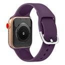 For Apple Watch Series 7 45mm / 6 & SE & 5 & 4 44mm / 3 & 2 & 1 42mm Solid Color Silicone Watch Band with Metal Buckle, Size:L(Dark Purple)
