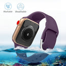 For Apple Watch Series 7 45mm / 6 & SE & 5 & 4 44mm / 3 & 2 & 1 42mm Solid Color Silicone Watch Band with Metal Buckle, Size:L(Dark Purple)