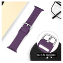 For Apple Watch Series 7 45mm / 6 & SE & 5 & 4 44mm / 3 & 2 & 1 42mm Solid Color Silicone Watch Band with Metal Buckle, Size:L(Dark Purple)
