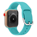For Apple Watch Series 7 45mm / 6 & SE & 5 & 4 44mm / 3 & 2 & 1 42mm Solid Color Silicone Watch Band with Metal Buckle, Size:L(Mint Green)