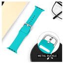 For Apple Watch Series 7 45mm / 6 & SE & 5 & 4 44mm / 3 & 2 & 1 42mm Solid Color Silicone Watch Band with Metal Buckle, Size:L(Mint Green)