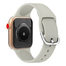 For Apple Watch Series 7 45mm / 6 & SE & 5 & 4 44mm / 3 & 2 & 1 42mm Solid Color Silicone Watch Band with Metal Buckle, Size:L(Grey)