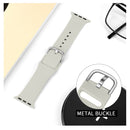 For Apple Watch Series 7 45mm / 6 & SE & 5 & 4 44mm / 3 & 2 & 1 42mm Solid Color Silicone Watch Band with Metal Buckle, Size:L(Grey)